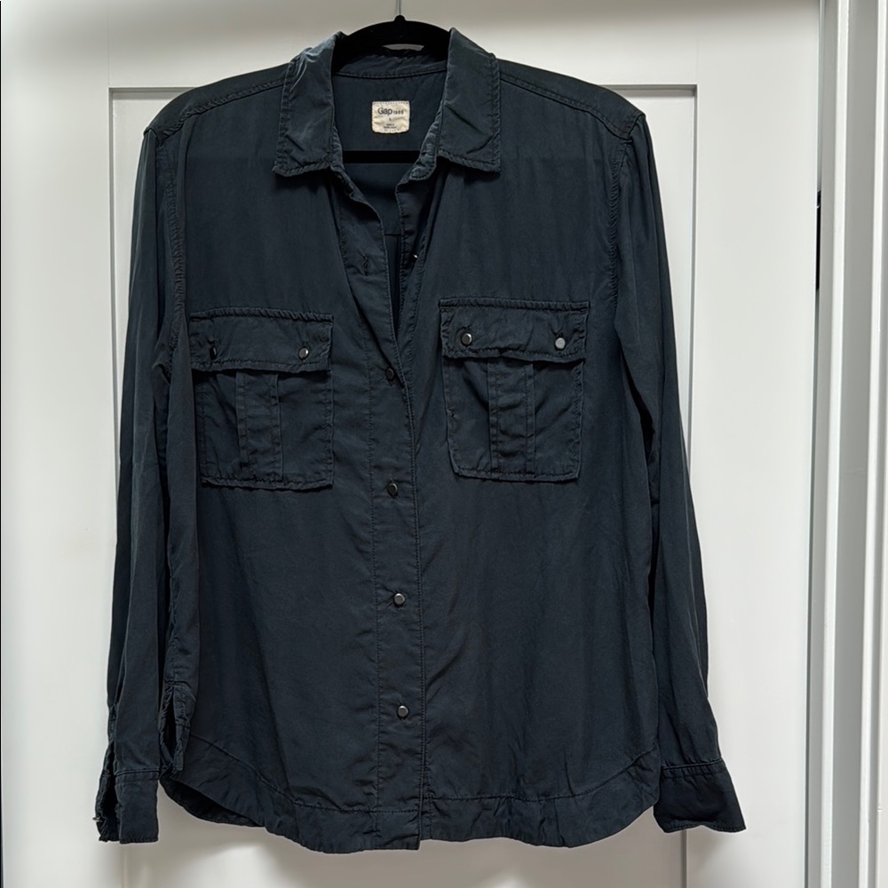 GAP Navy Blue Classic Long Sleeve Blouse